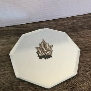 Silvertone Maple Leaf Rhinestone Brooch